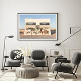 Wall Art 70cmx100cm Horses Fashion Black Frame Canvas - Front View