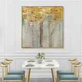 Wall Art 70cmx70cm Golden Leaves 2 Sets Gold Frame Canvas - Top-Down View