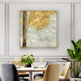 Wall Art 70cmx70cm Golden Leaves 2 Sets Gold Frame Canvas - Side View