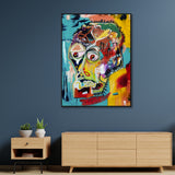 Wall Art 50cmx70cm Pop Art Head Black Frame Canvas - Front View