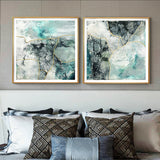 Wall Art 60cmx60cm Marbled Green 2 Sets Gold Frame Canvas
