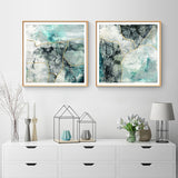 Wall Art 70cmx70cm Marbled Green 2 Sets Gold Frame Canvas - Front View