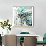Wall Art 70cmx70cm Marbled Green 2 Sets Gold Frame Canvas - Top-Down View