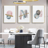 Wall Art 40cmx60cm Blush Pink Watercolor 3 Sets Gold Frame Canvas - Side View