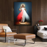 Wall Art 60cmx90cm Jesus Divine Mercy I Trust In You Black Frame Canvas - Side View