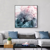 Wall Art 70cmx70cm Marbled Pink Grey Black Frame Canvas - Front View