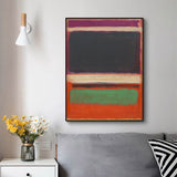 Wall Art 60cmx90cm Black Orange Green By Mark Rothko Black Frame Canvas - Front View