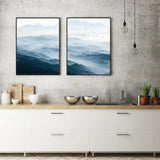 Wall Art 50cmx70cm Blue mountains 2 Sets Black  Frame Canvas - Side View