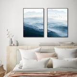 Wall Art 60cmx90cm Blue mountains 2 Sets Black  Frame Canvas - Front View