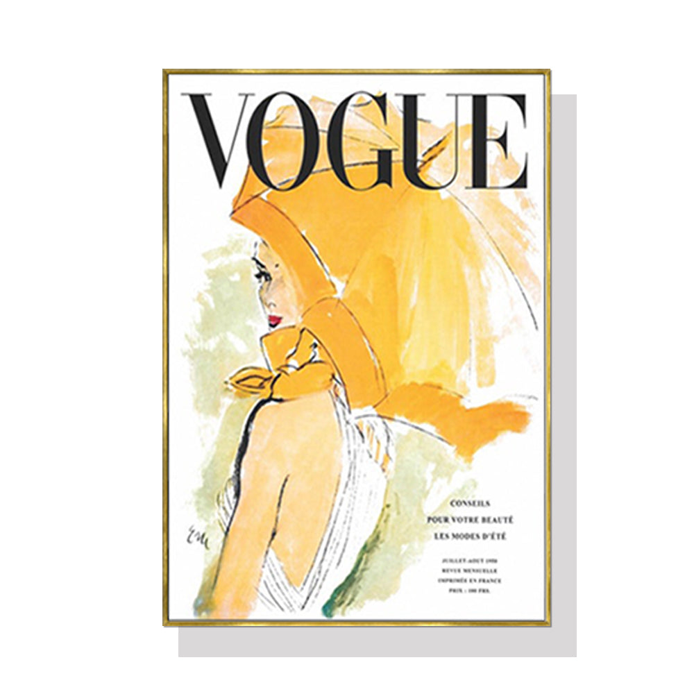 Vogue Girl Canvas Art with Gold Frame - 40cm x 60cm
