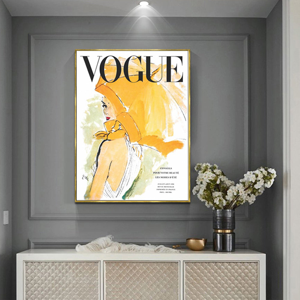 Vogue Girl Canvas Art with Gold Frame - 40cm x 60cm