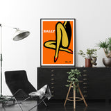 Canvas Wall Art - 90cmx135cm Black Framed Print with Orange Legs - Side View