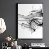 Stylish Abstract Black Canvas Wall Art Set - 70cm x 100cm with Black Frame (2 Pieces) - Side View