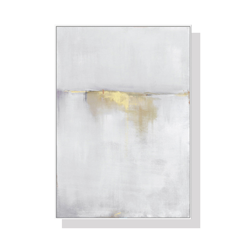 Abstract Elegance: Gold & White Canvas Art with Floating Frame 40cm x 60cm