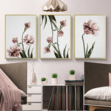 Wall Art 40cmx60cm Tulip Flower 3 Sets Gold Frame Canvas - Front View