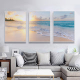 Wall Art 40cmx60cm Ocean and beach 3 Sets White Frame Canvas - Front View