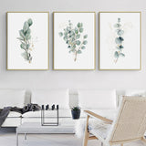 Wall Art 50cmx70cm Eucalyptus Plant 3 Sets Gold Frame Canvas - Side View