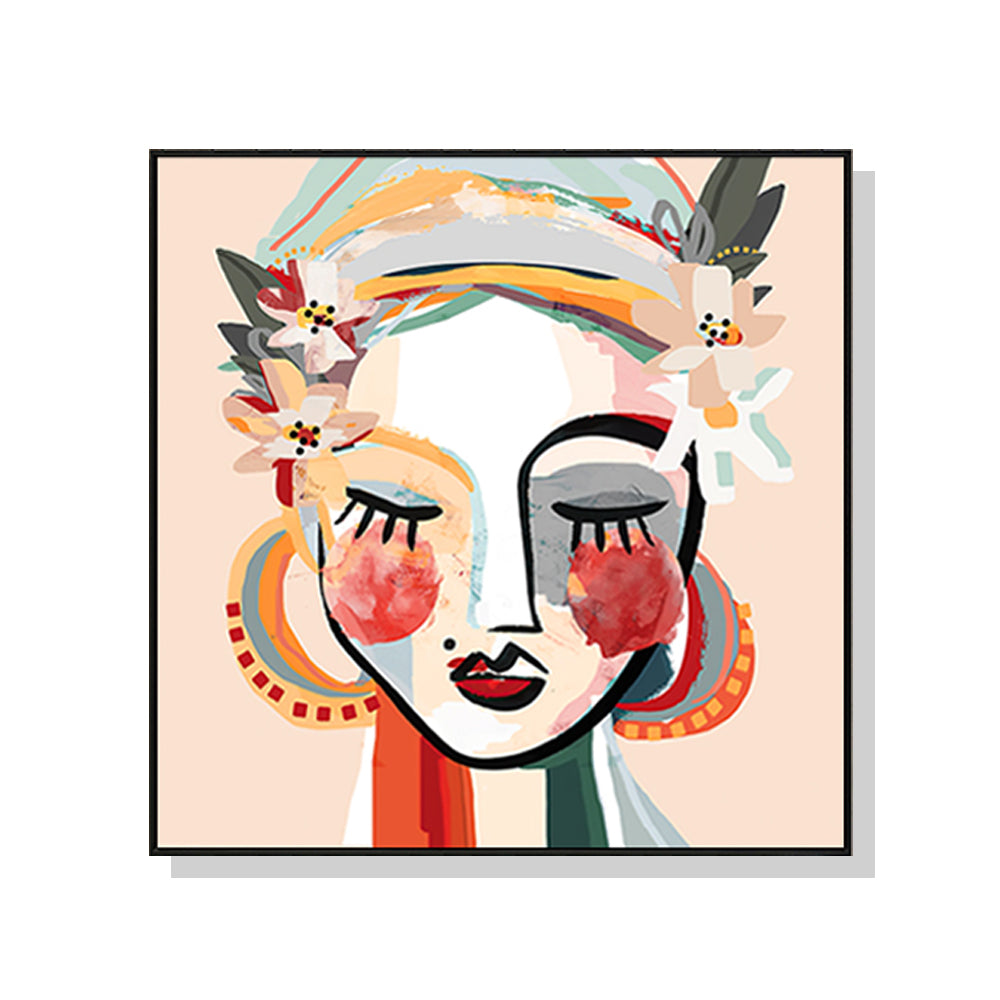 Sophie Black Frame Canvas Art Print - 40cm x 40cm Premium Quality