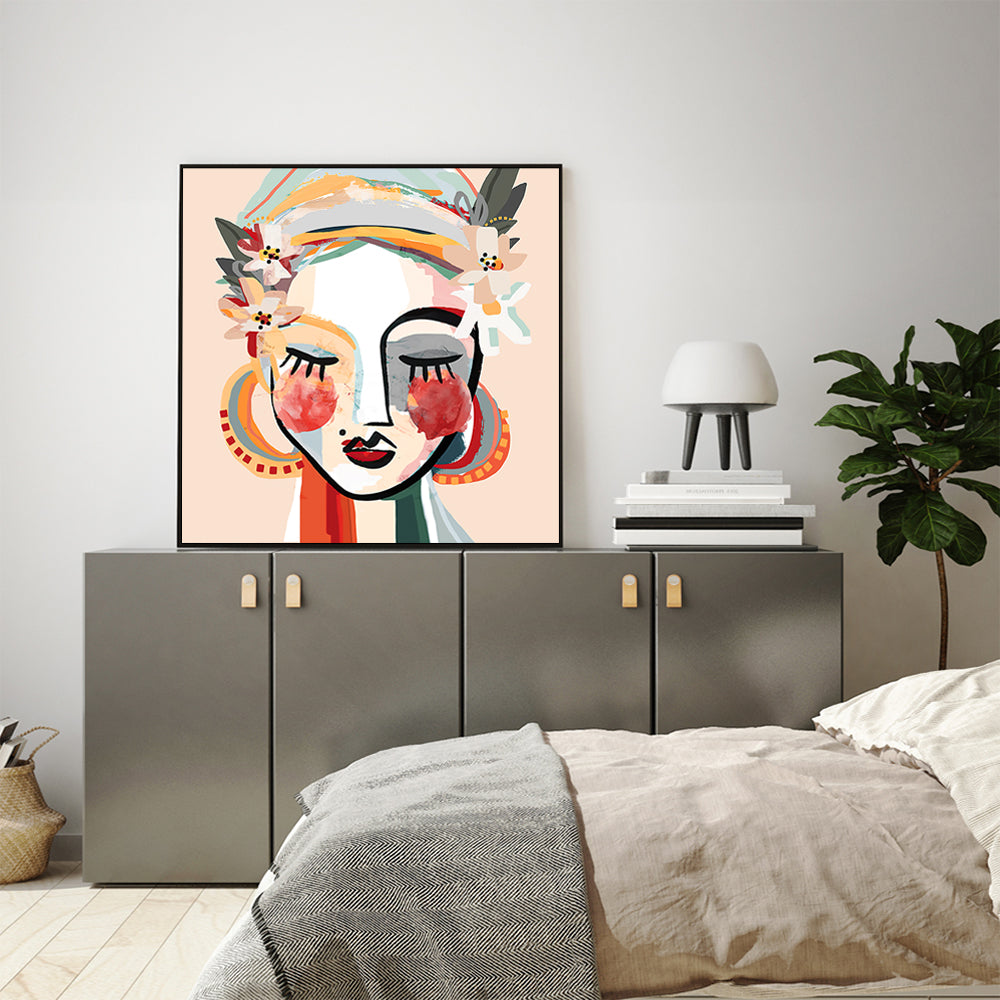 Sophie Black Frame Canvas Art Print - 40cm x 40cm Premium Quality