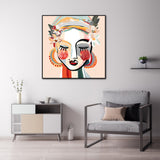 Wall Art 70cmx70cm Sophie Black Frame Canvas - Side View