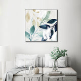 Wall Art 70cmx70cm Watercolour style leaves 2 Sets White Frame Canvas - Side View