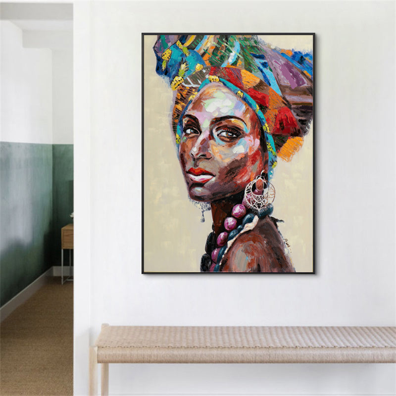 African Women Canvas Wall Art Set 80cm x 120cm with Black Frame