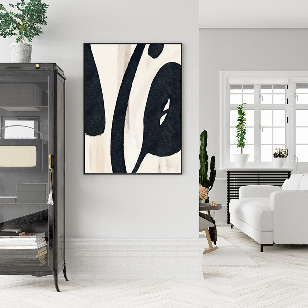 Framed Black Ink Canvas Wall Art - 90cm x 135cm