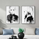 Wall Art 60cmx90cm Watercolor Sketch 2 Sets Black Frame Canvas - Top-Down View