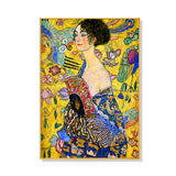 Klimt's Lady With A Fan - 40x60cm Premium Canvas Art in Elegant Gold Frame