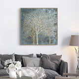 Wall Art 80cmx80cm Forest In The Twilight Trees Gold Frame Canvas - Front View
