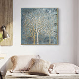Wall Art 80cmx80cm Forest In The Twilight Trees Gold Frame Canvas - Side View