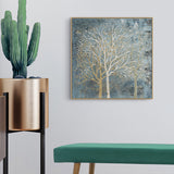Wall Art 80cmx80cm Forest In The Twilight Trees Gold Frame Canvas - Top-Down View