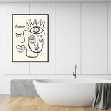 Wall Art 80cmx120cm Line Art By Pablo Picasso Black Frame Canvas - Front View