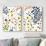 Wall Art 50cmx70cm Flower Composition 2 Sets Gold Frame Canvas - Front View