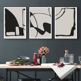 Elegant Black and Beige Canvas Wall Art Set - 80cm x 120cm with Framed Finish - Side View