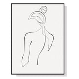 Wall Art 50cmx70cm Woman Back Line Art Black Frame Canvas