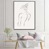 Wall Art 70cmx100cm Woman Back Line Art Black Frame Canvas - Front View