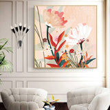 Wall Art 80cmx80cm Native Floral Gold Frame Canvas - Side View
