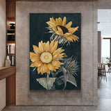 Wall Art 80cmx120cm Sunflowers Black Frame Canvas - Side View