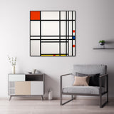 Wall Art 80cmx80cm Abstract Art By Piet Mondrian Black Frame Canvas - Front View