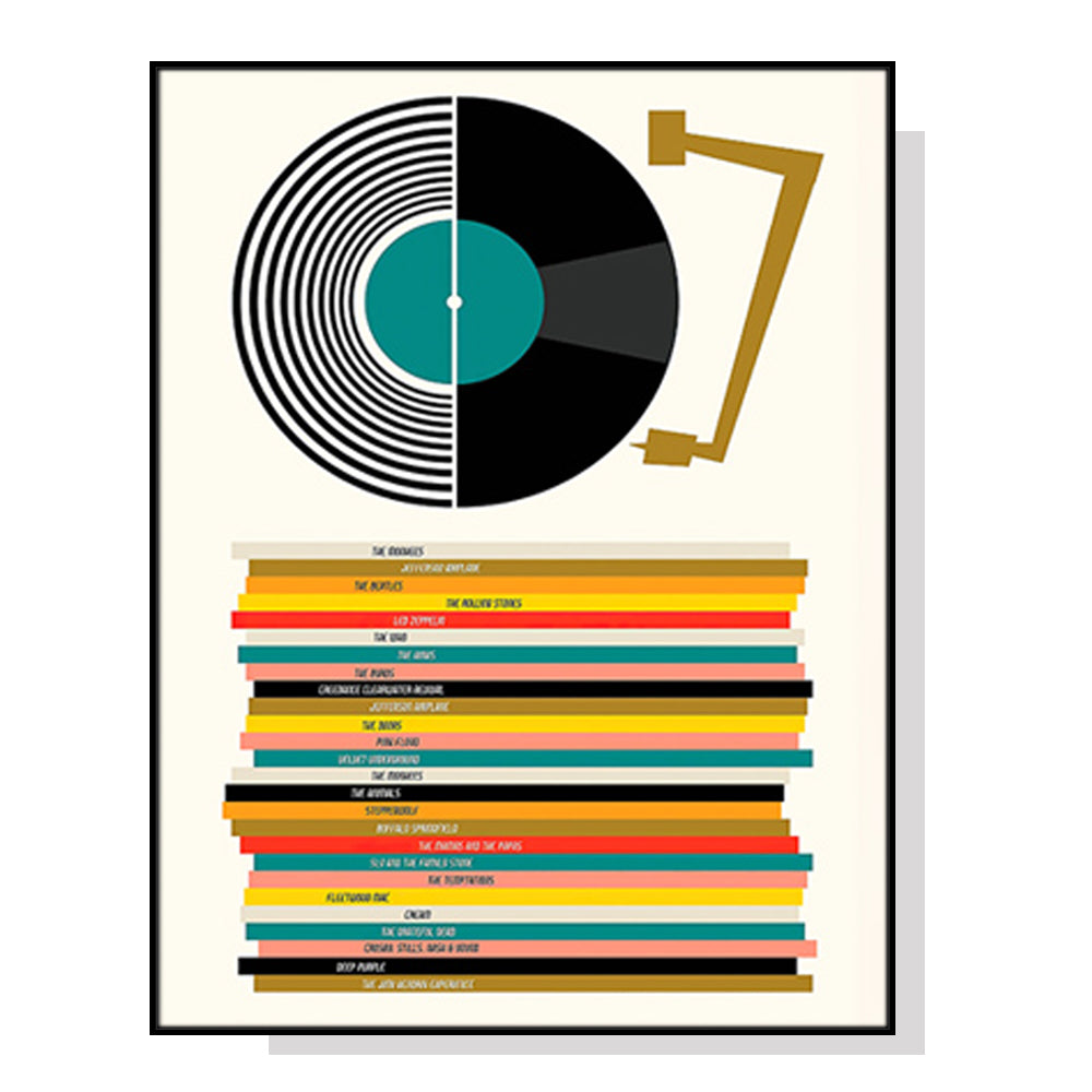 Framed Canvas Wall Art - 40x60cm Music Theme with Black Finish