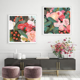Wall Art 70cmx70cm Eucalyptus Bouquet 2 Sets White Frame Canvas - Front View