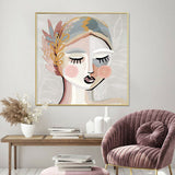 Wall Art 80cmx80cm Calm Girl Gold Frame Canvas - Front View