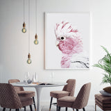 Wall Art 80cmx120cm Pink Galah White Frame Canvas - Side View