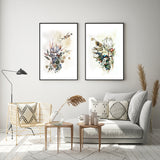 Wall Art 60cmx90cm Berries And Protea 2 Sets Black Frame Canvas - Front View