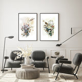 Wall Art 60cmx90cm Berries And Protea 2 Sets Black Frame Canvas - Side View