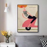 Wall Art 50cmx70cm Scooter Black Frame Canvas - Front View