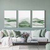 Wall Art 40cmx60cm Sage Green 3 Sets White Frame Canvas - Front View