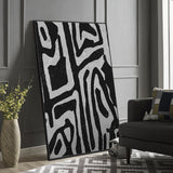 Wall Art 50cmx70cm Abstract Black Artwork Black Frame Canvas - Top-Down View
