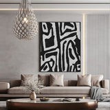 Wall Art 70cmx100cm Abstract Black Artwork Black Frame Canvas - Front View